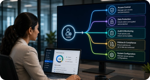 Admin managing identity, access, and governance controls