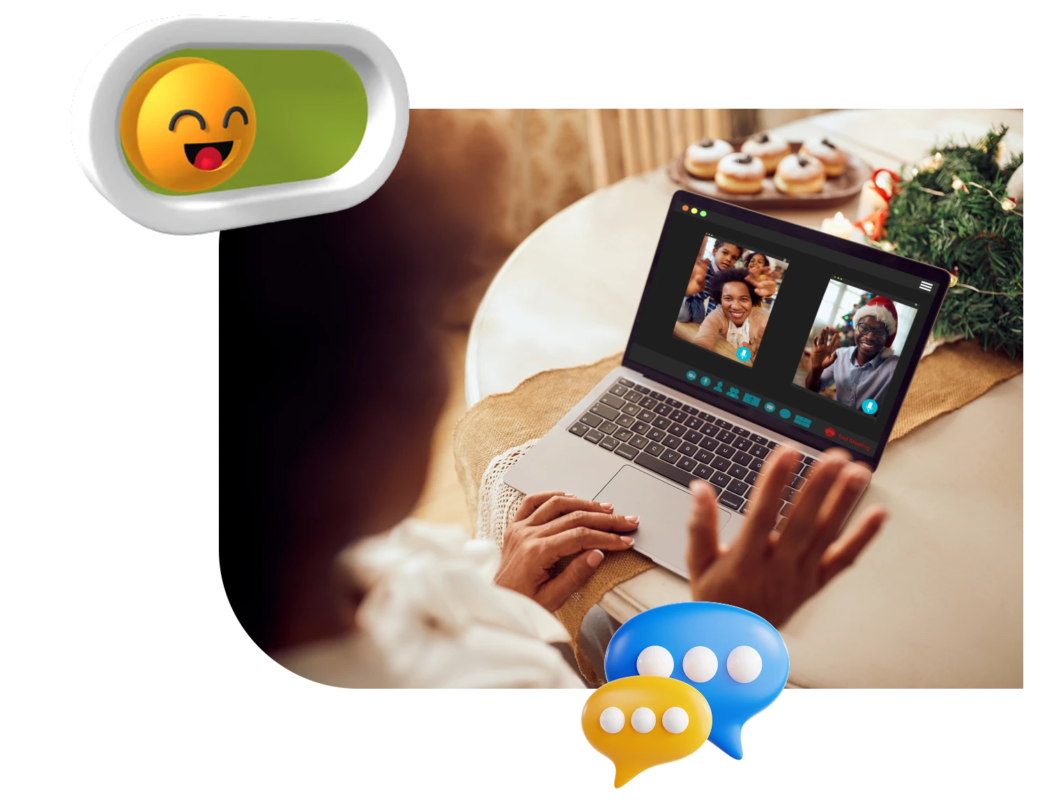 Video call in progress on a laptop