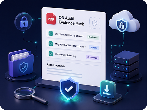 Permissioned audit evidence pack export graphic