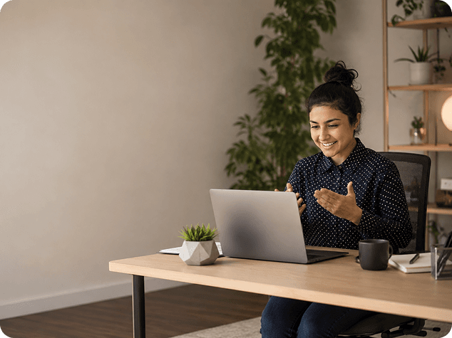 Woman collaborating during an online meeting